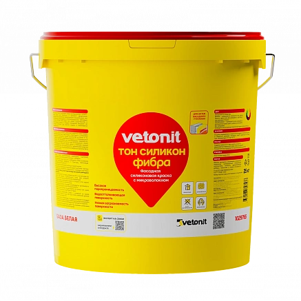 Фасадная силиконовая краска VETONIT ТОН СИЛИКОН фибра 25кг